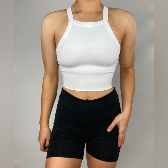 NOT FOR SALE ATHLETA Ribbed High Neck Racerback Square Neck Crop Tank Top Sports - Picture 5 of 8